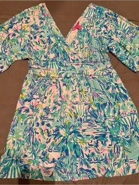 Lilly Pulitzer Size Large Parigi Romper in Blue Ibiza Cabana Cocktail